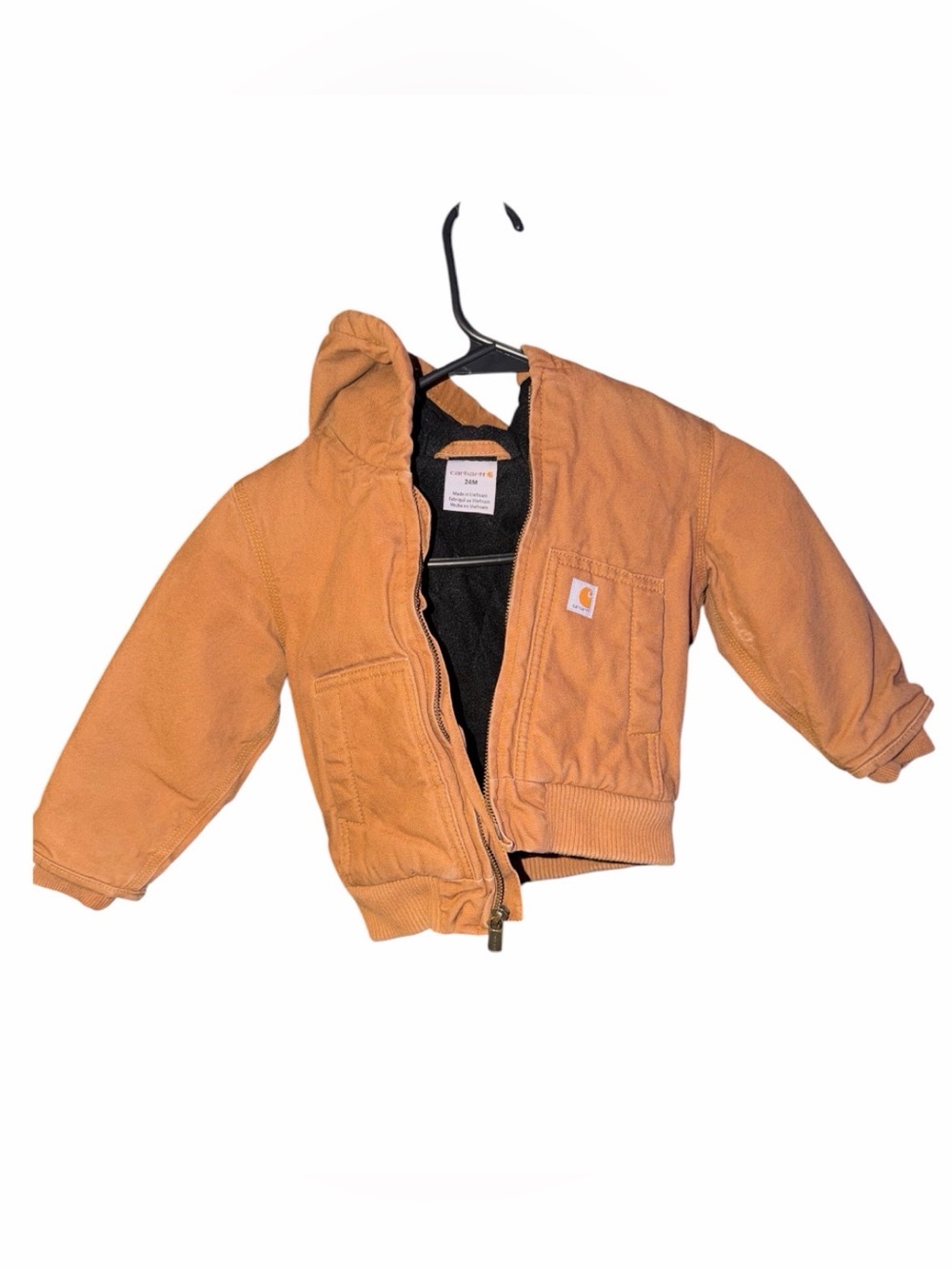 Carhartt 24M Toddler Boy/Girl Hooded Quilted Lining Zip Front Jacket Brown